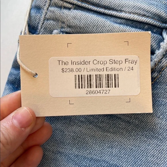 Mother The Insider Crop Step Fray Jeans – Limited Edition Wash, Size 24 (NWT) - Picture 6 of 13